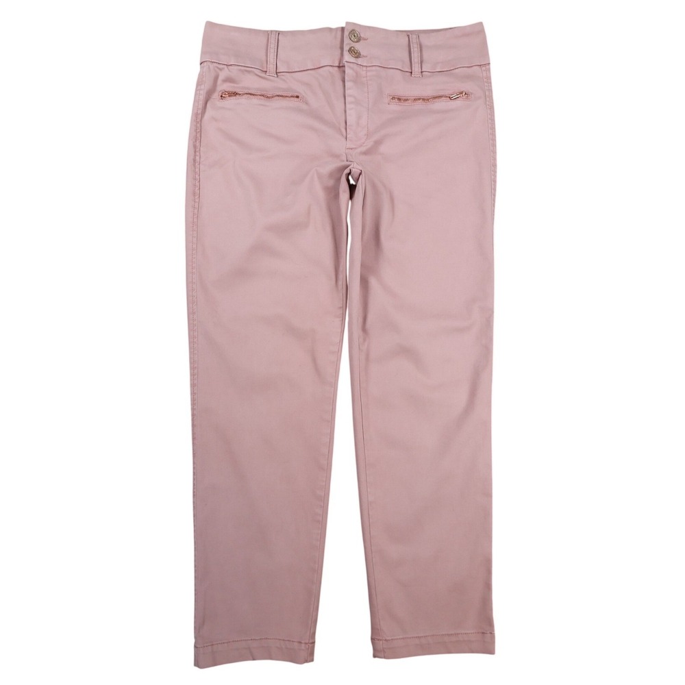 Tinsel Pants Womens 31 Pink Cotton Blend Skinny Ankle Rose Gold Zipper Stretch
